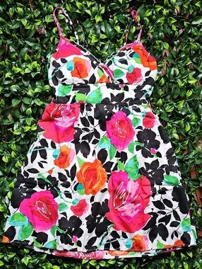 Snap Multi Color Floral Print Summer Dress Size Juniors 13